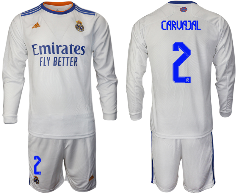 Men 2021-2022 Club Real Madrid home white Long Sleeve #2 Soccer Jersey->real madrid jersey->Soccer Club Jersey